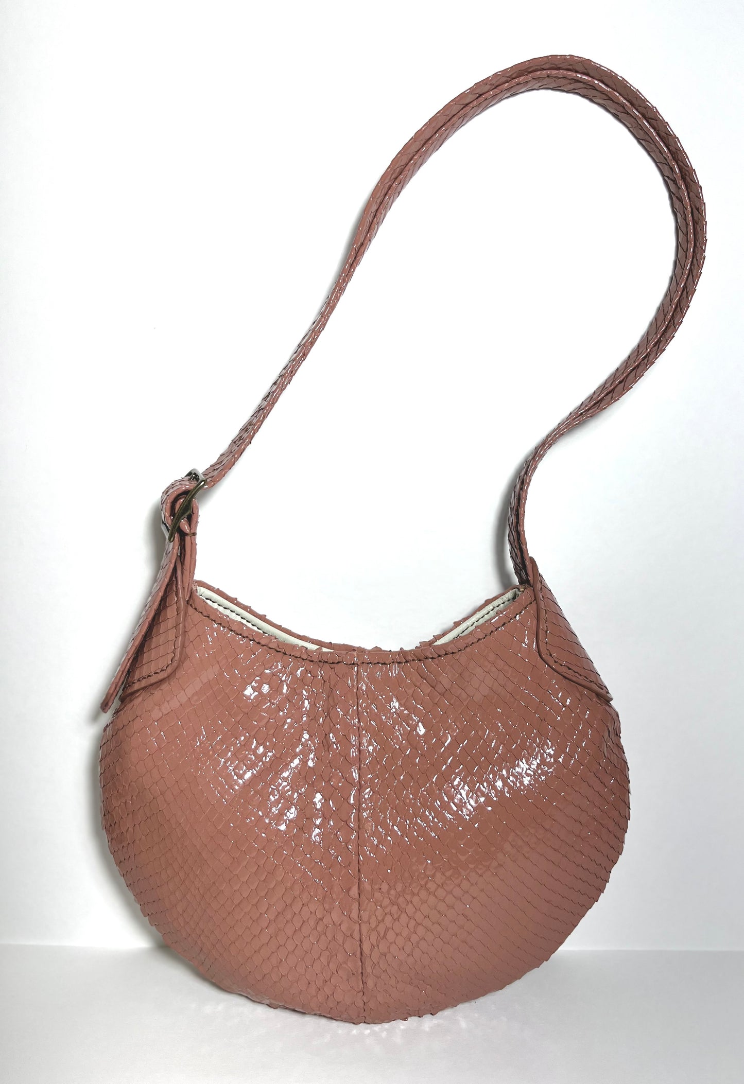 Genuine glazed anaconda shoulder bag
