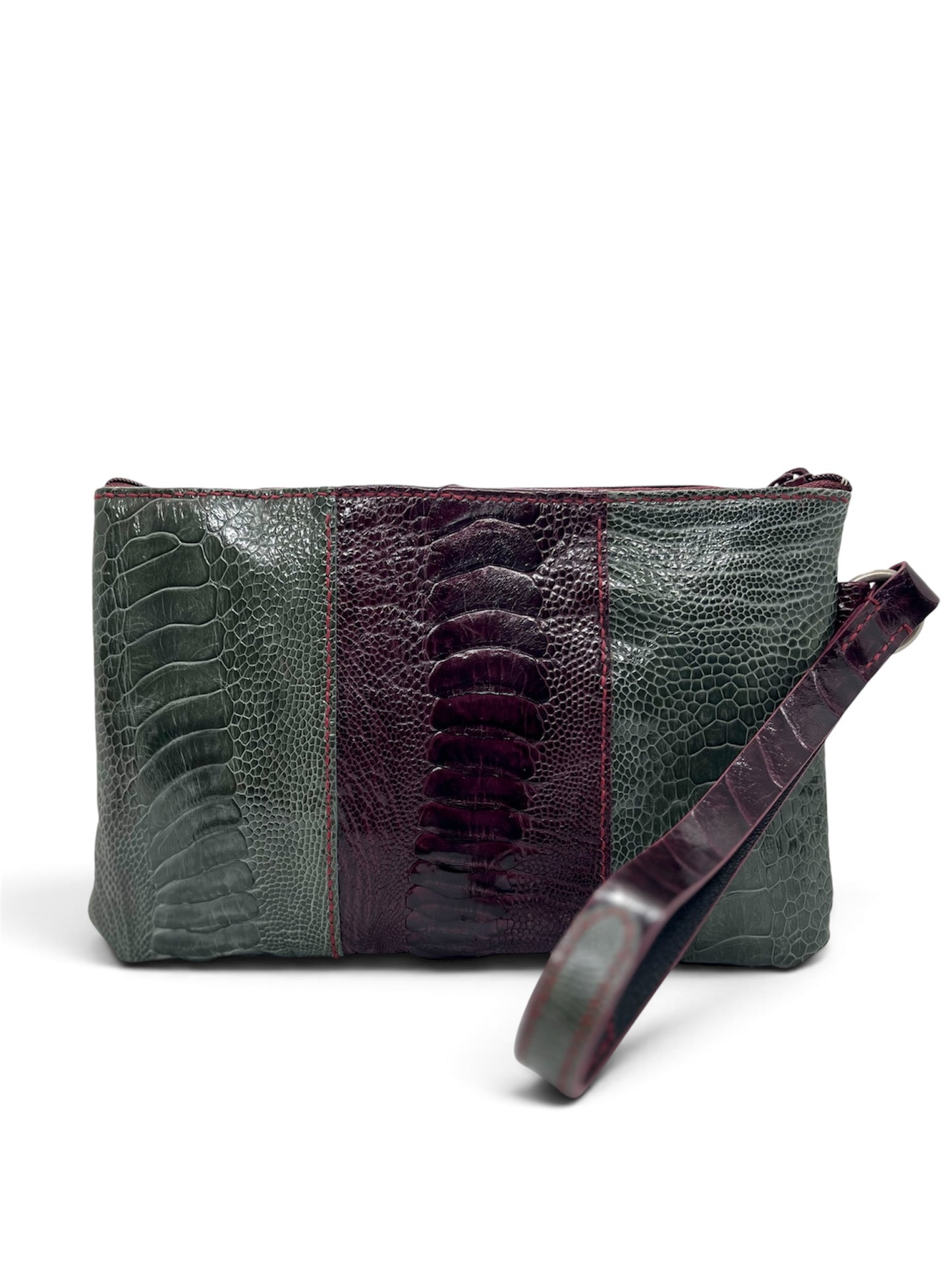 Genuine ostrich legs clutch/wristlet handbag