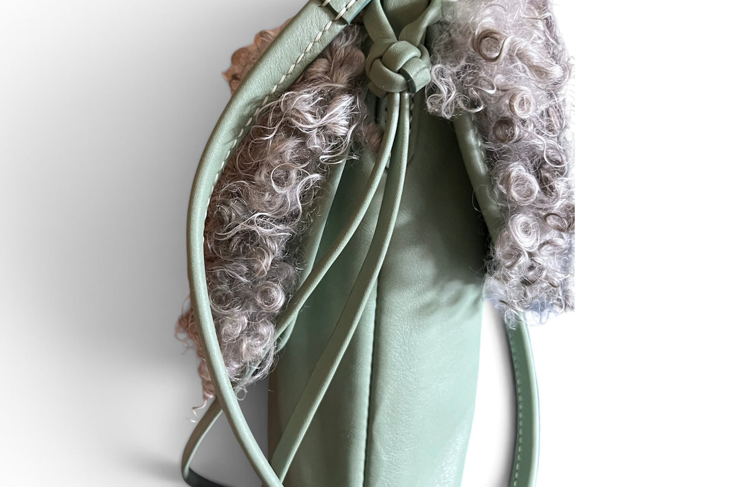 Sheepskin trimmed Italian calf shoulder bag