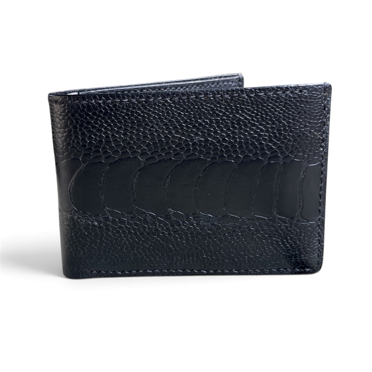 Genuine ostrich leg bifold wallet