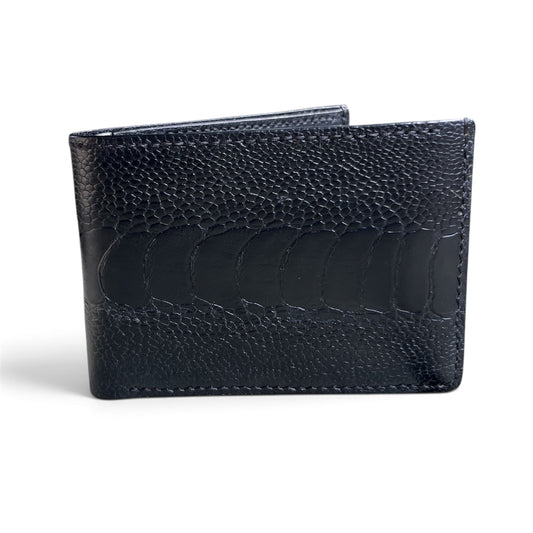 Genuine ostrich leg bifold wallet