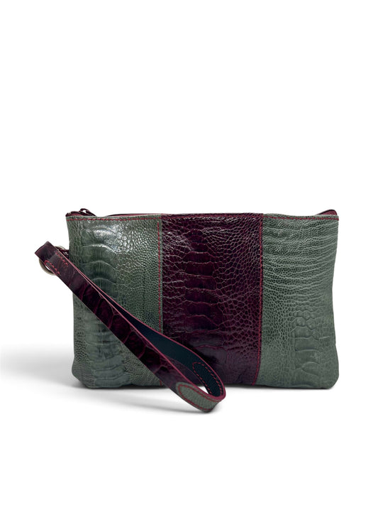 Genuine ostrich legs clutch/wristlet handbag